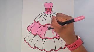Relaxing Princess Dress Coloring Page screenshot 1