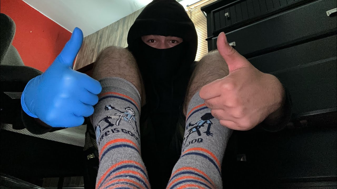 ASMR Leg and Sock Scratching + Latex Gloves [Male Whispering, Skin Sounds and Triggers]