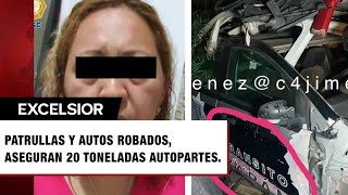 Hallan patrullas y autos desvalijados en Iztapalapa; aseguran 20 toneladas de autopartes robadas