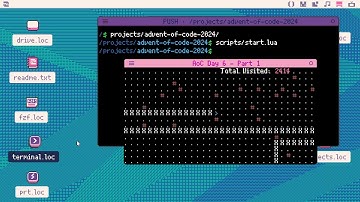 Advent of Code 2024 - Day 6 Part 1 Visualization in Picotron
