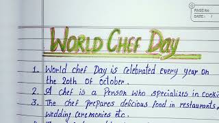 10 lines on world international chef day in english/essay on international chef 👨‍🍳day in english
