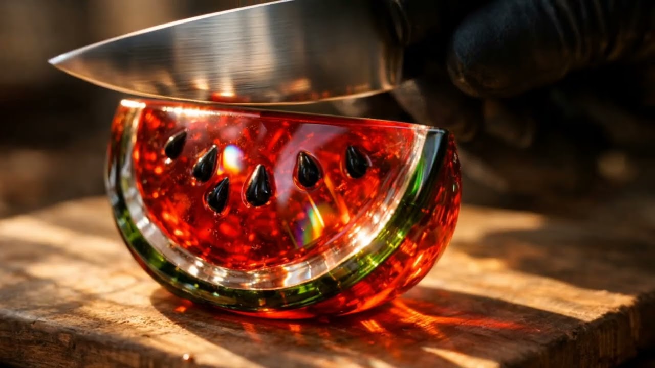 Sweet Candy ASMR Cutting 🍎🍉 Apple & Watermelon Slices | Crunchy Relaxing Sounds 