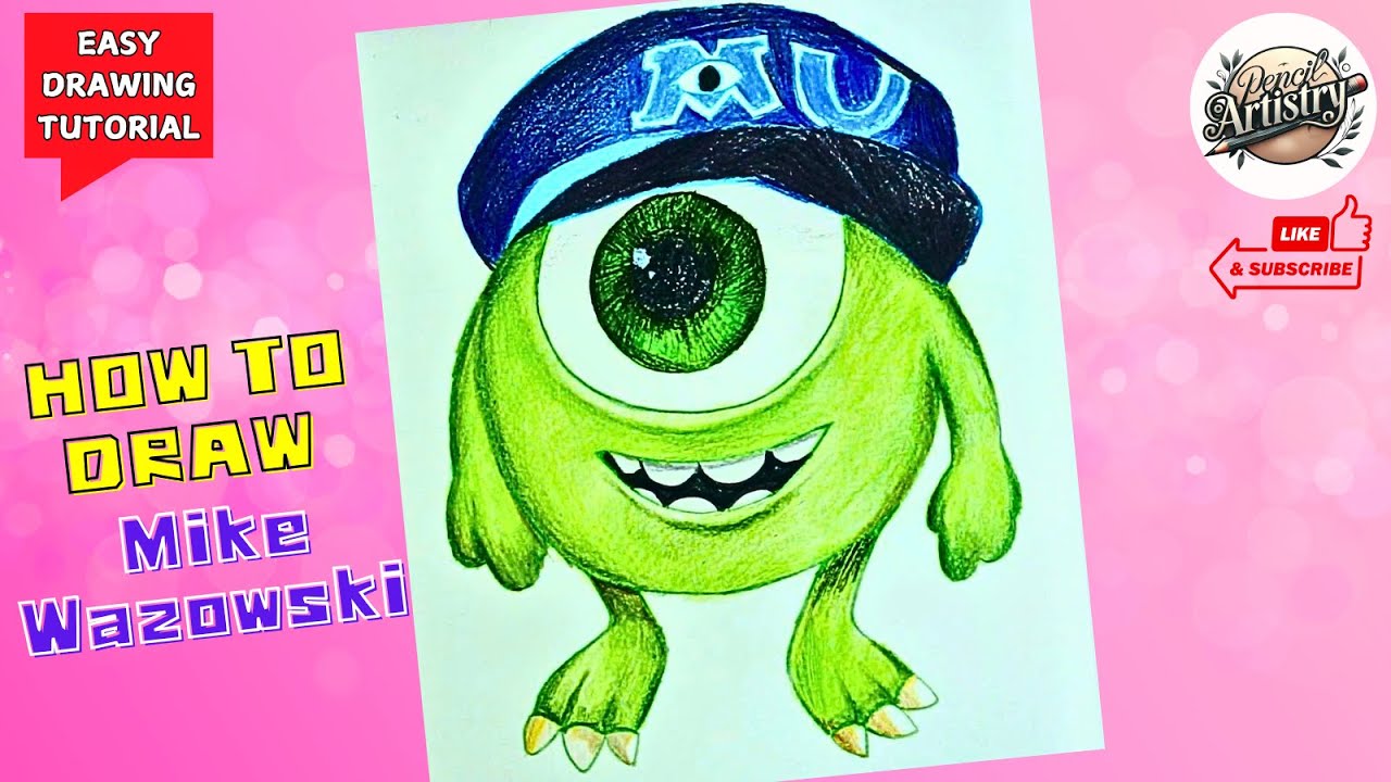 How To Draw Mike Wazowski From Monsters Inc | Draw Monster Step By Step | Pencil Artistry