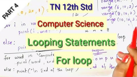 12th Std|Computer Science|Looping Statements|For loop|TN New Syllabus |Shyni Pradeep