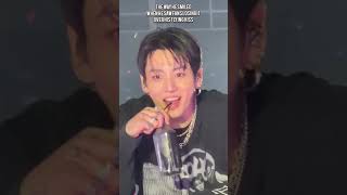 the way he smiled when he saw fans losing it over his flying kiss #jungkook