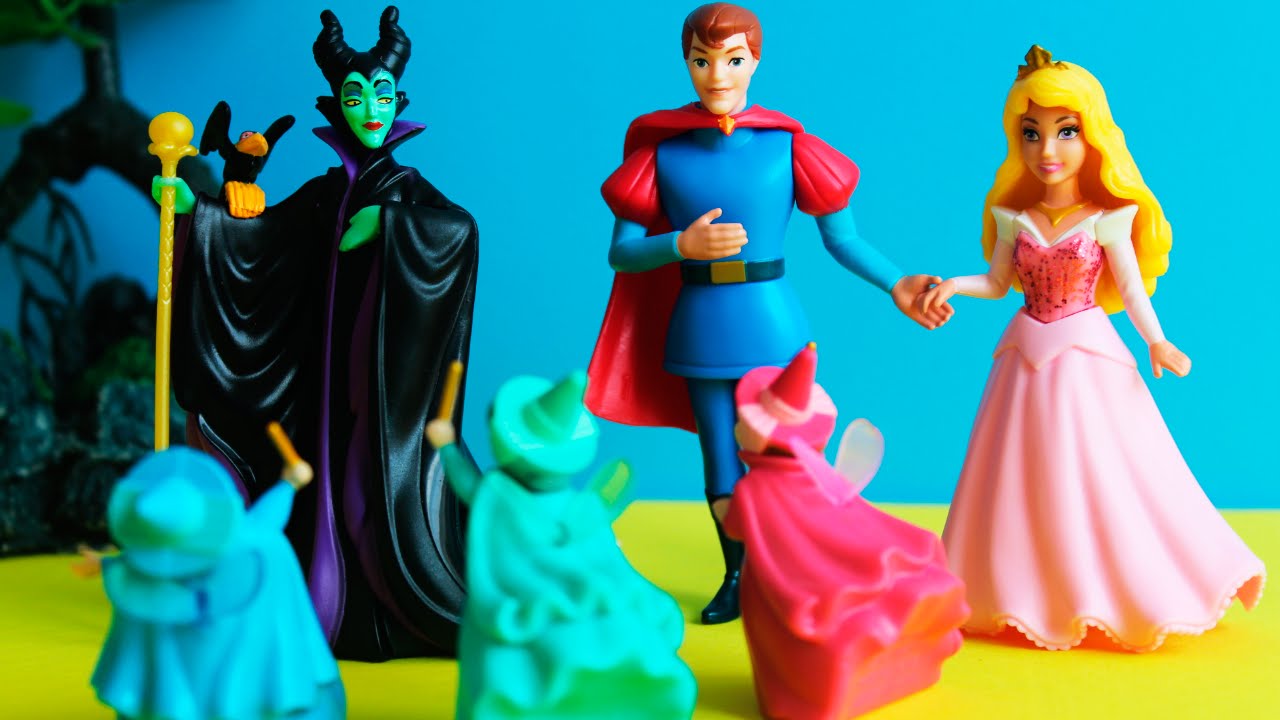 Princesa Aurora, a Bela Adormecida com Malévola, Principe Philip e Fadinhas  Coleção Disney Histórias 
