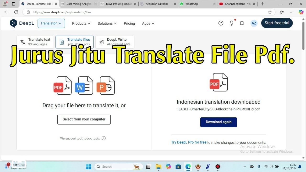 Cara Menerjemahkan File Pdf Tanpa Ribet - YouTube