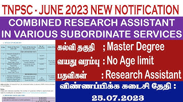 TNPSC RESEARCH ASSISTANT JOB 2023 | TNPSC RESEARCH ASSISTANT NOTIFICATION 2023 | TNPSC LATEST JOBS