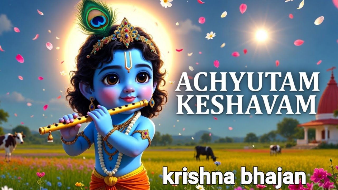 Achyutam Keshavam Krishna Damodaram | Beautiful Krishna Bhajan | Peaceful Devotional Song