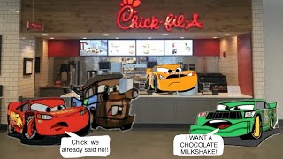 Chick Hicks throws a tantrum at Chick-Fil-A/Grounded