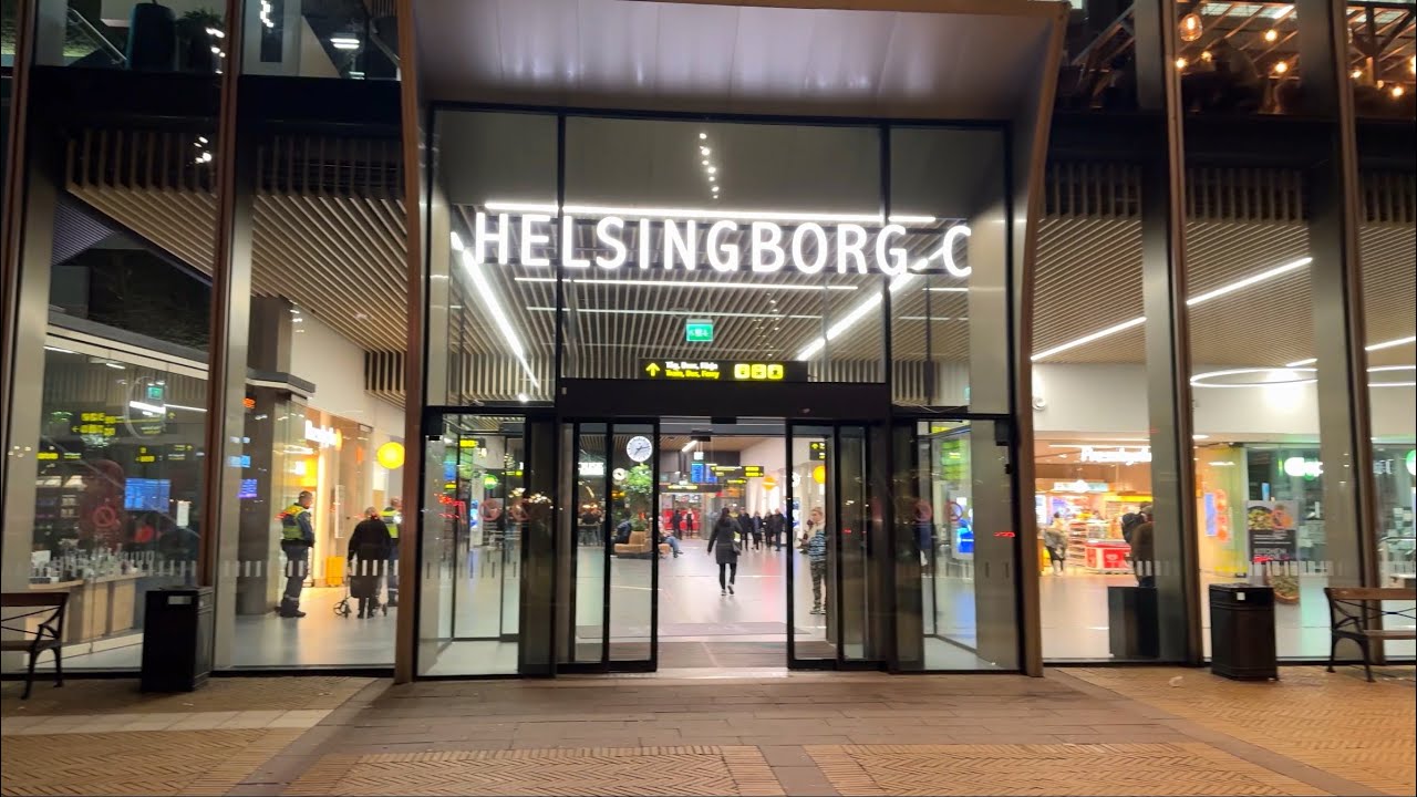 Helsingborg Night Walk | Medieval Tower, City Life, Seaside Views 4K