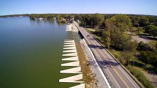 Indian Lake Ohio Labyrinth Weir Spillway Drone video.