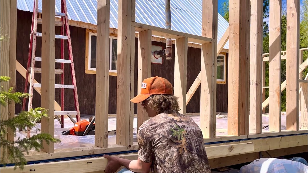 Building a Survival Cabin with Chimney-Fireplace \u0026 Wooden Roof in the Wilderness