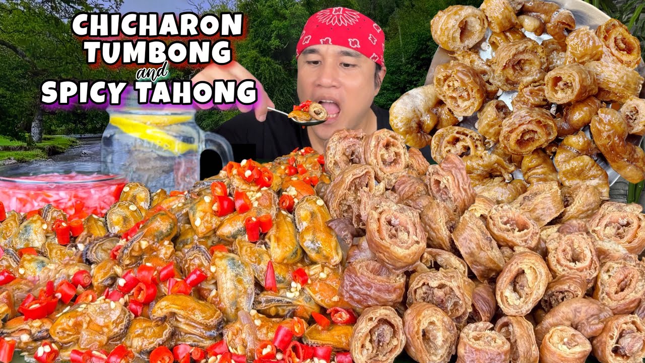 Chicharon Tumbong ( Pork ) & Spicy Garlic Butter Tahong Mukbang Pinoy Mukbang