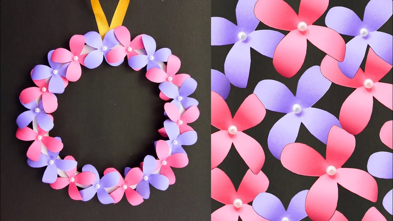 DIY Wall Hanging Paper Flower Craft - Easy Wall Decoration Ideas ...