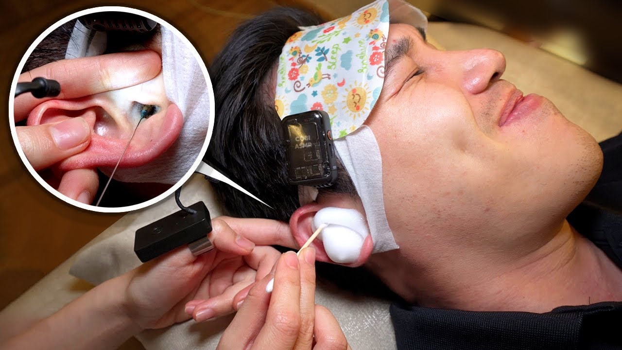 ASMR-эффект: чистка и массаж ушей, расслабление глаз, мытье волос (реалистичные звуки)