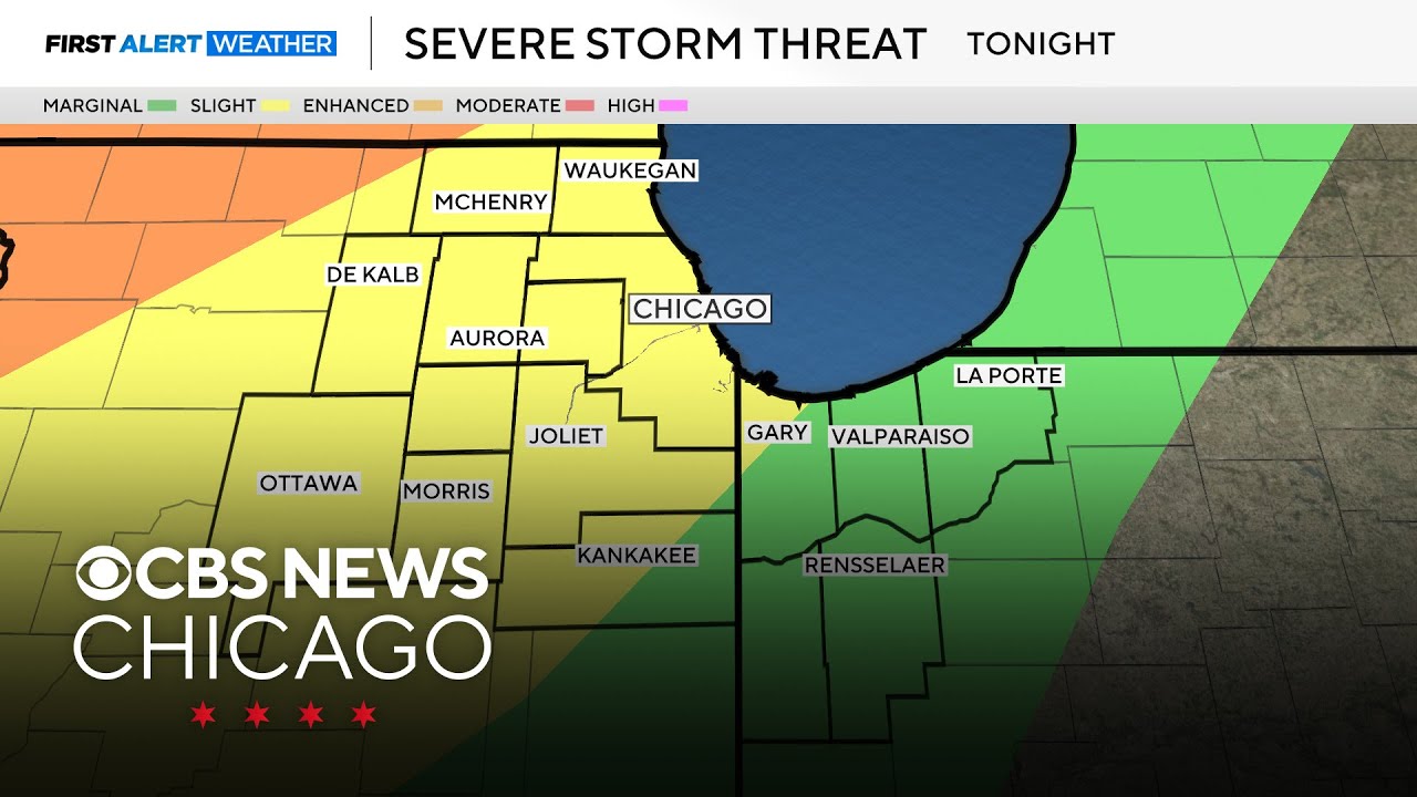 Severe storms possible Monday night in Chicago area - YouTube