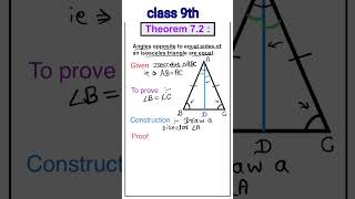 "Angle Opposite to Equal Sides are Equal | Class 9 |Theorem 7.2 | Chapter 7| traingles