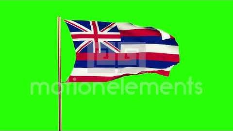 Hawaii Flag Waving In The Wind. Green Screen, Alpha Matte. Loopable Animation Stock Animation