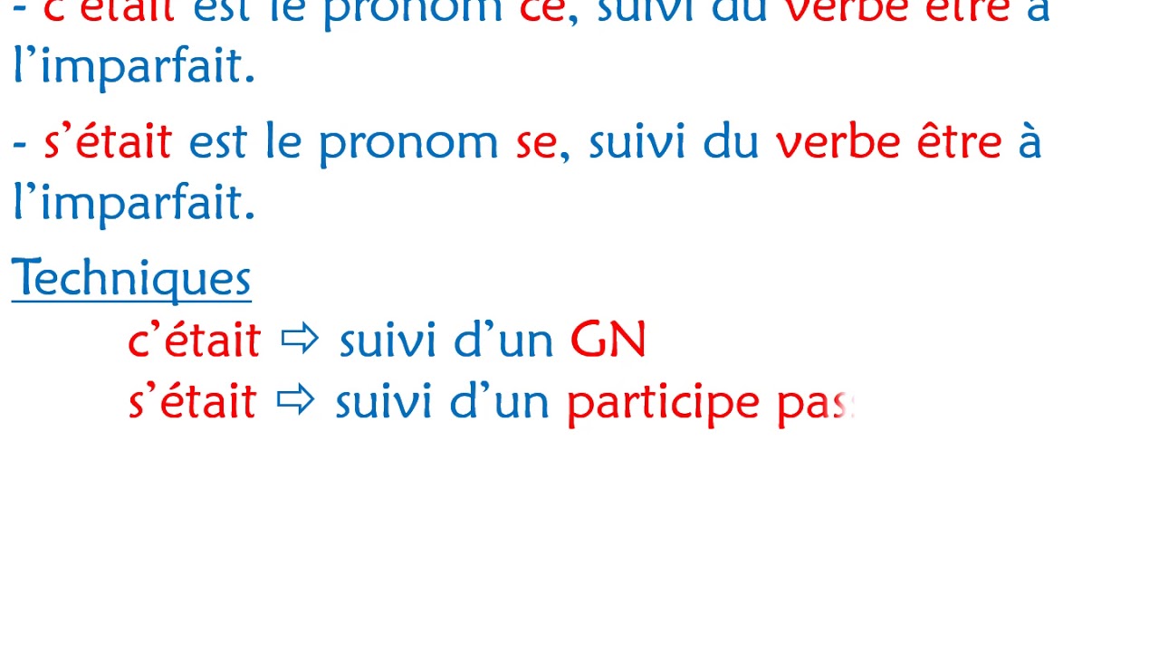 ORTHO 6 Les homophones grammaticaux c'était s'était - YouTube
