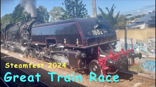 Hunter Valley Steamfest: Great Train Race 2024 - Steam Locomotives 6029 & 3526