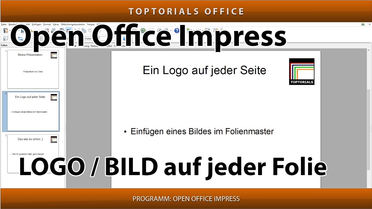 Logo Oder Bild Auf Jeder Folie Seite Open Office Impress Youtube