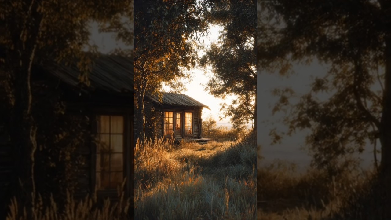 Rustic Cabin at Sunset
