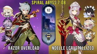 C6 Razor Overload and C6 Noelle Lunarcrystallized | Genshin Impact Abyss 7.0b Floor 12 9 Stars