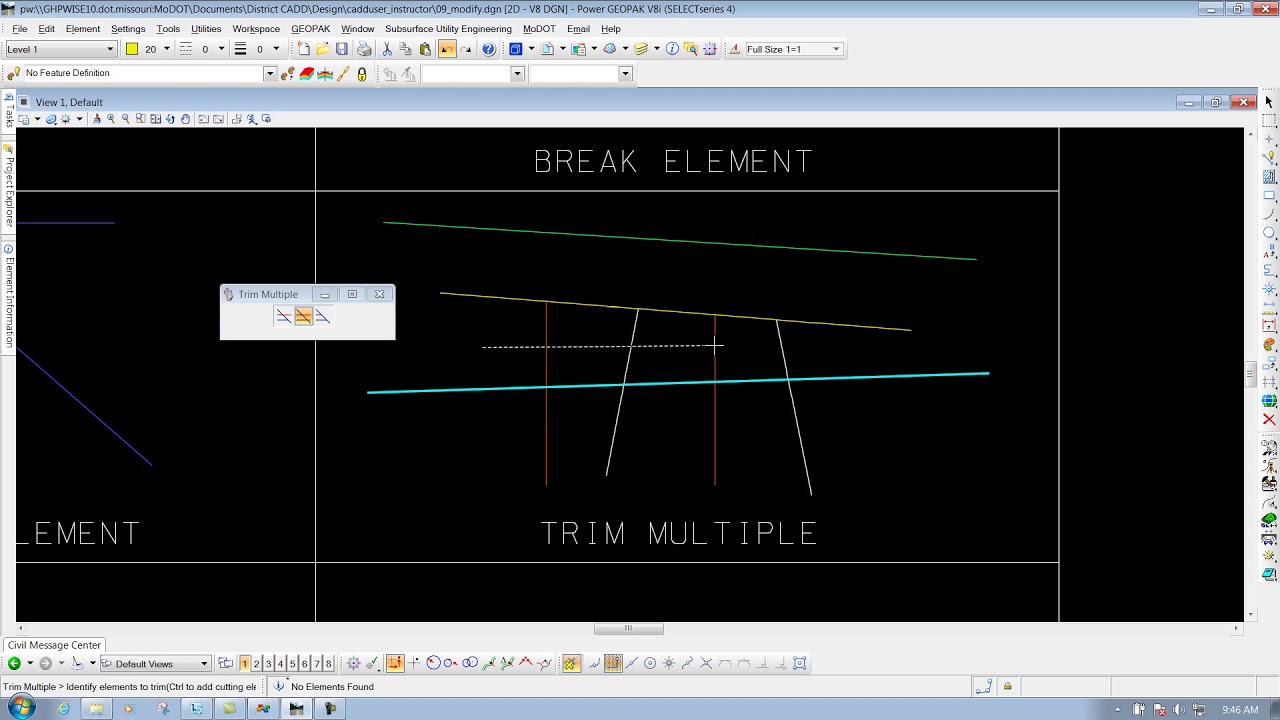 MicrostationV8I SS4 9.11 Trim Multiple - YouTube
