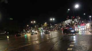 Car and taxi drivers causing near misses by blocking a junction and running a light.