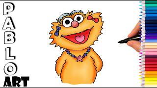 How to draw Zoe from Sesame street | step by step
