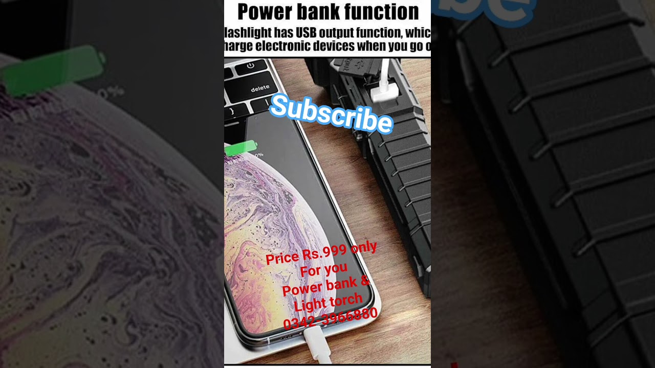 Rechargeable LED Torch Light With Type-C Charging - Essential Camping Gear power bank 😀