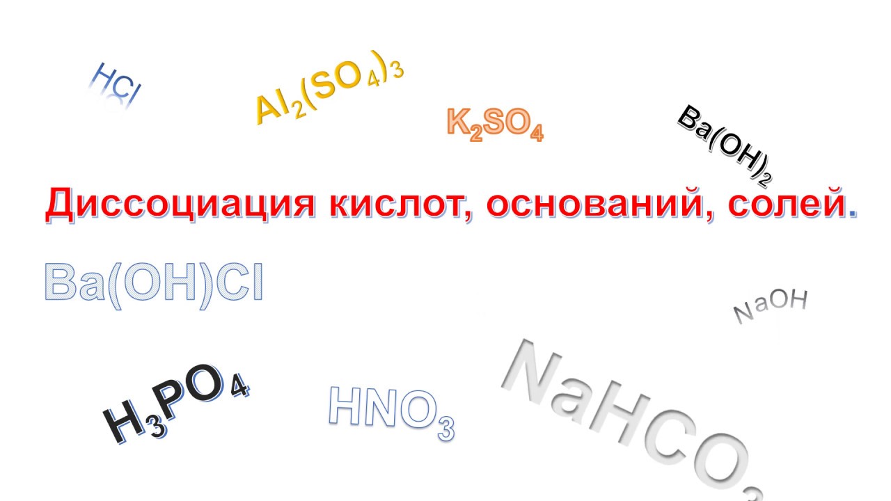 Диссоциация кислот, оснований, солей/химия 9 - YouTube