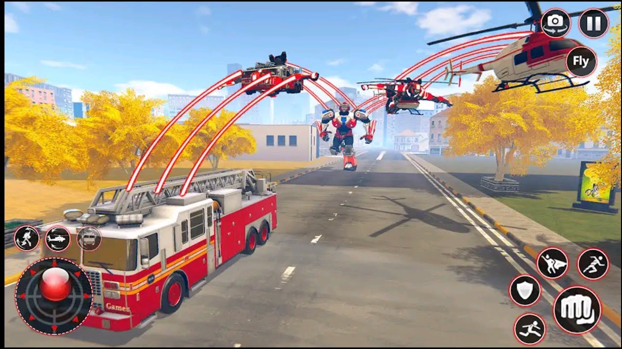Rescue Robot Car Transform *** Flying fire truck HeliCopter robot games ** android gameplay