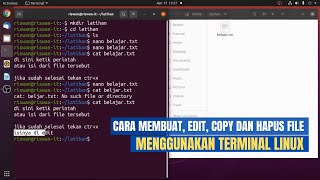 Cara membuat, edit, copy dan hapus file menggunakan Terminal di Linux Ubuntu.