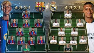 BARCELONA vs REAL MADRID PREDICTED LINEUP (4-2-3-1) 😱🔥FIRST EL CLÁSICO Mourinho vs Hansi Flick Update