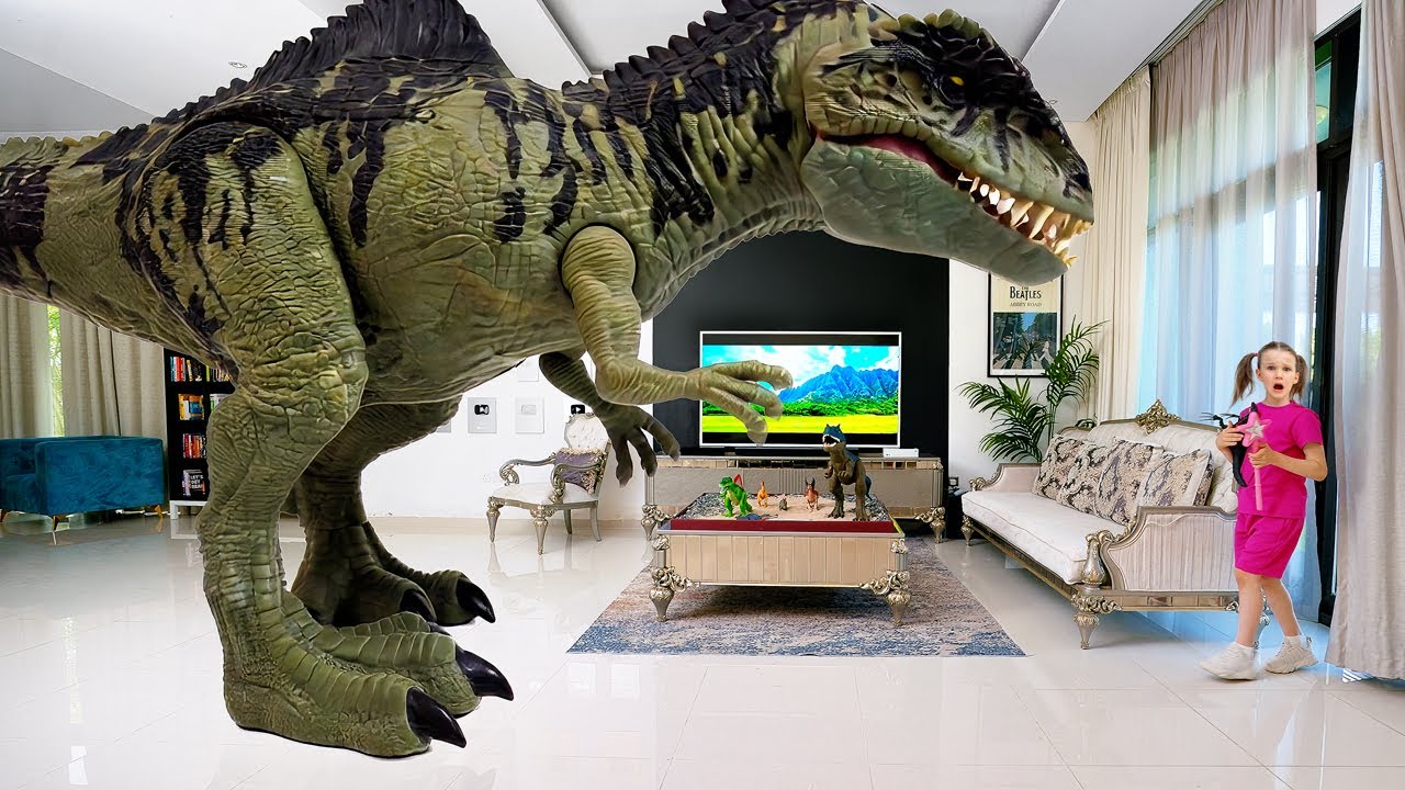 Dinosaur Stories for Kids | Stephi's Dinosaur Toys Become Alive In Her House