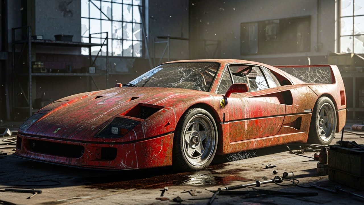 ASMR Car Restoration of Ferrari F40 1987 from Abandoned Condition to Looking Brand New