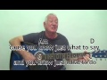 Hello - Lionel Richie - acoustic cover - easy chords guitar lesson with on-screen chords and lyrics