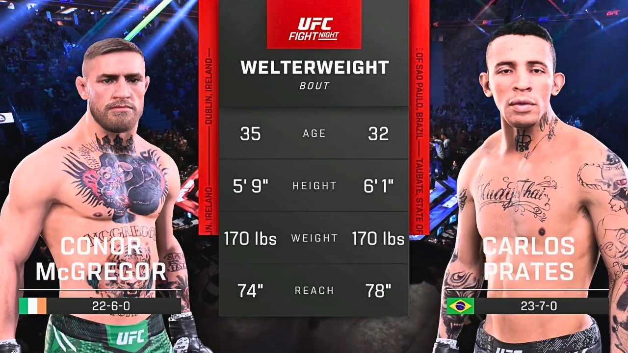 Conor McGregor vs Carlos Prates FULL FIGHT | UFC 5 AI Simulation Gameplay (CPU vs CPU)