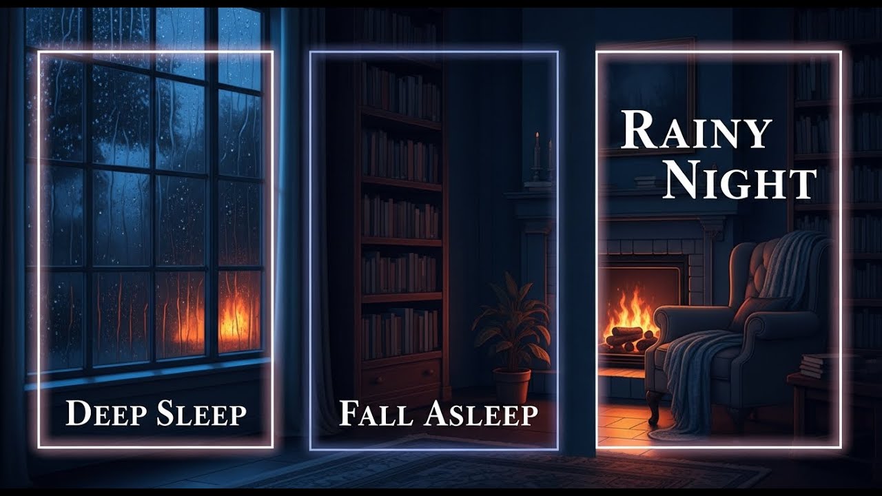 Rainy Library at Night: Cozy Bedtime Story & Rain Sounds