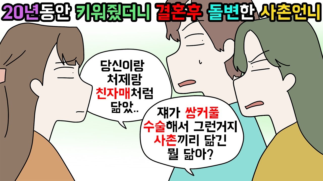 (사이다툰) 친자매처럼 지냈던 사촌언니가 결혼후 돌변한 황당한 이유🤨ㅣ영상툰ㅣ썰툰 [개구리툰]