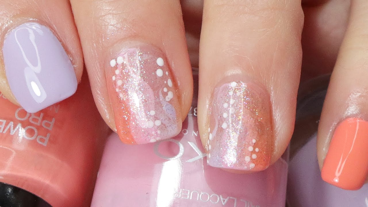 EASY Abstract Nails! Pastels and Glitter Nail Art Design - DIY Manicure at Home for Beginners
