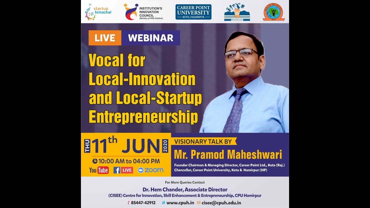 Visionary Talk By Mr. Pramod Maheshwari, MD & CEO Career Point Ltd, Chancellor CPU Hamirpur (HP)