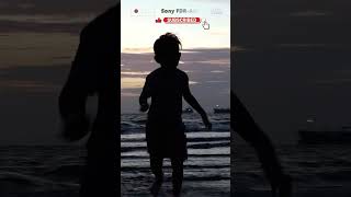Children playing on the beach at dusk is a breathtaking view #beach #sunset
