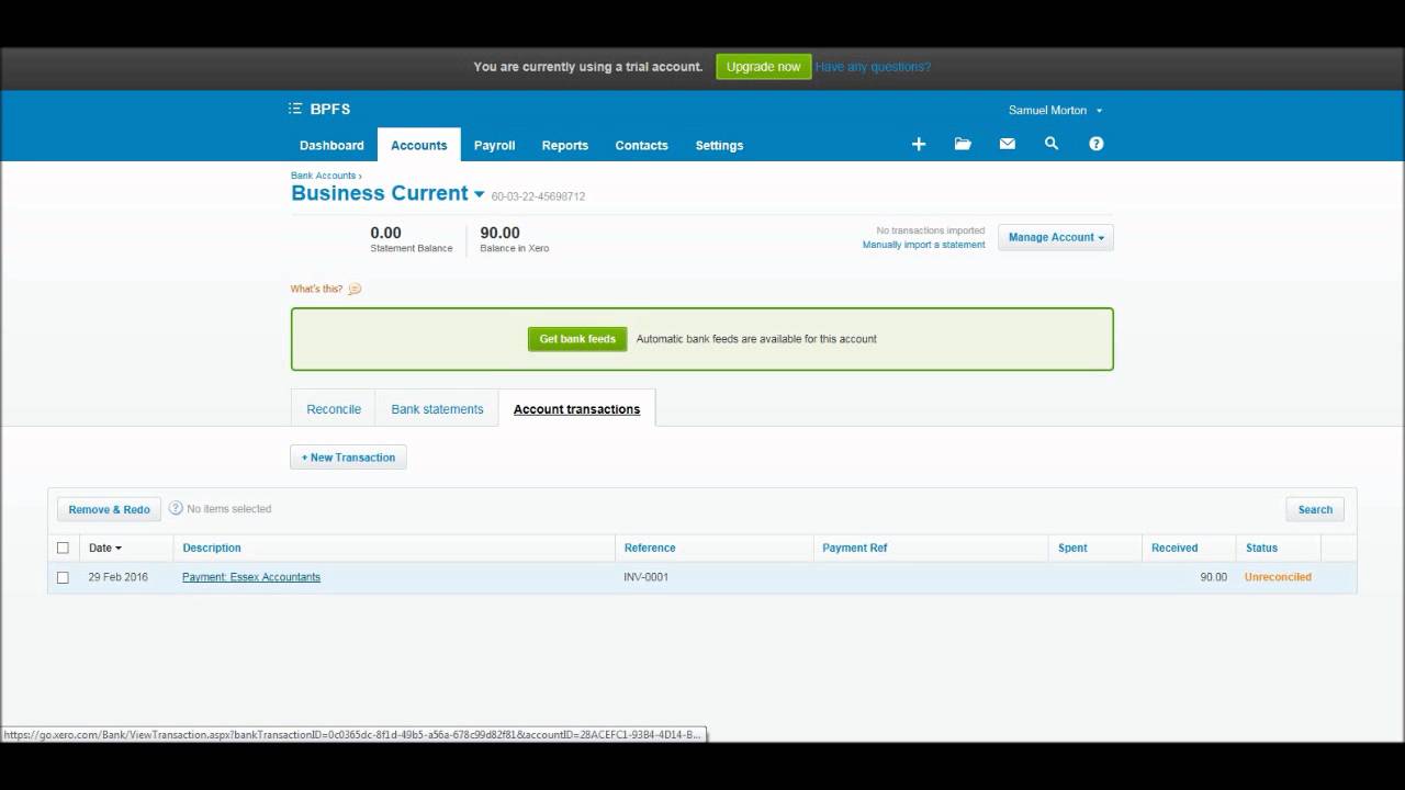 Xero Tutorial 13 Recording Bank Payments and Receipts YouTube