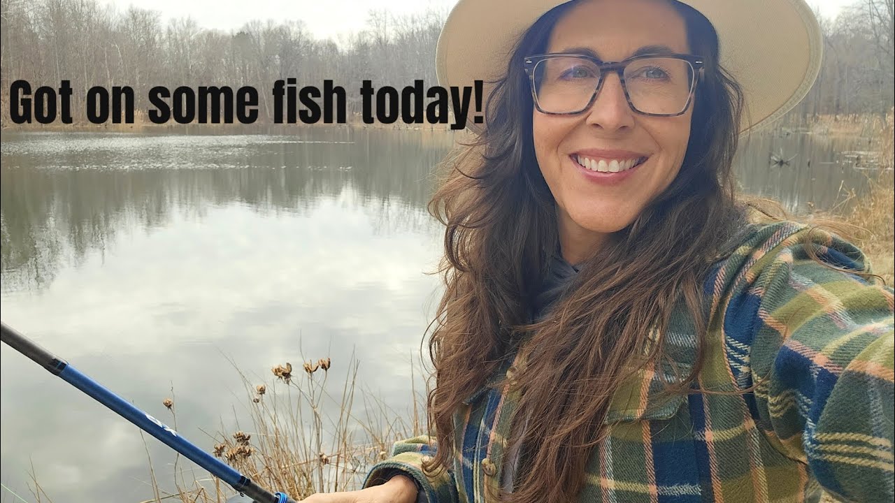 Finally Caught me some Winter Fish! ##girlswhofish #bassfishing  #bankfishing #redbeards plastics