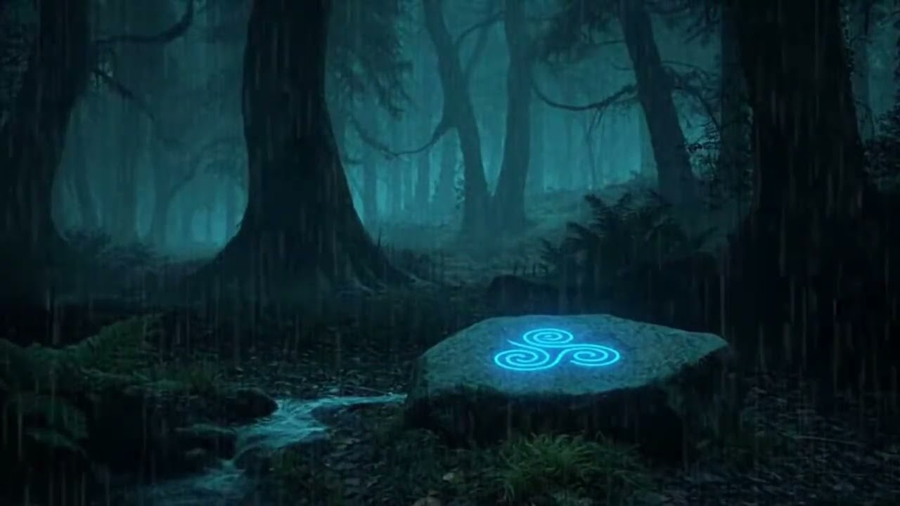 DRUIDIC NIGHT STORM | 3 HOURS of Heavy Rain & Celtic Flute | Deep Sleep in Ancient Forest