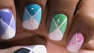 nail designs easy polish beginners tape diy nails striping short blocking cool simple block tutorial colors colorful idea pastel using