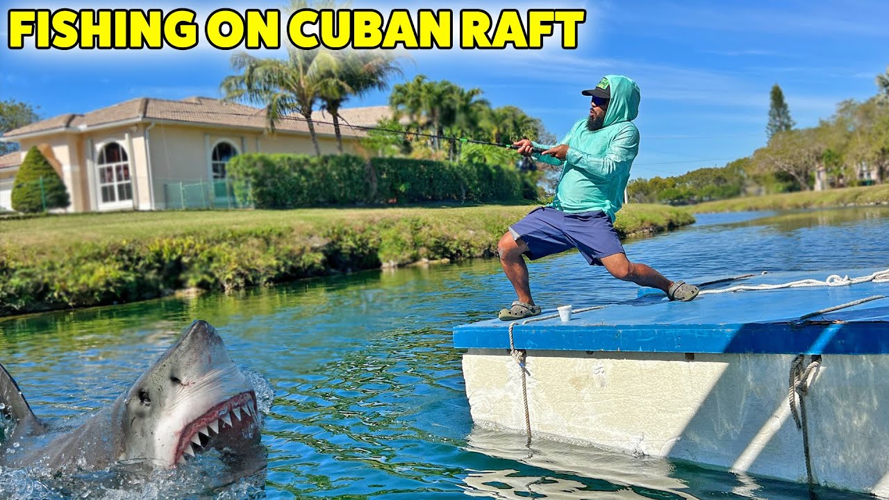 Fishing on Cuban Raft I Found Floating in the Water! - YouTube